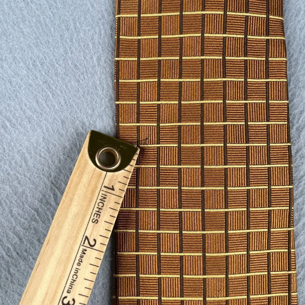 Brooks Brothers Silk Makers Necktie Gold Check Made In USA Tie